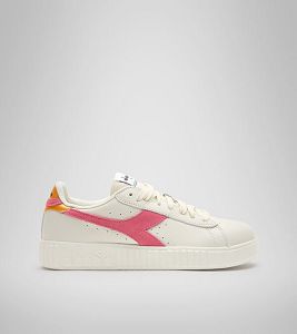 Dámské Tenisky Diadora Game Step Premium Tumbled Læder Bílé Růžové | CZ-892617