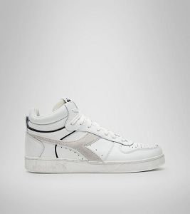 Dámské Tenisky Diadora Magic Basket Demi Cut Icona Læder Bílé Šedé Černé | CZ-693028