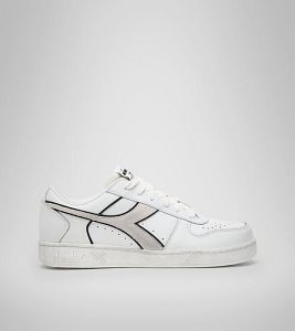 Dámské Tenisky Diadora Magic Basket Low Icona Læder Bílé Šedé Černé | CZ-653240